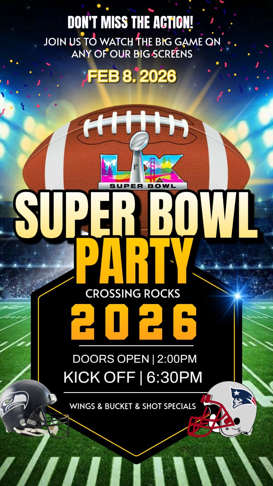 Crossing Rocks Super Bowl Party 2026